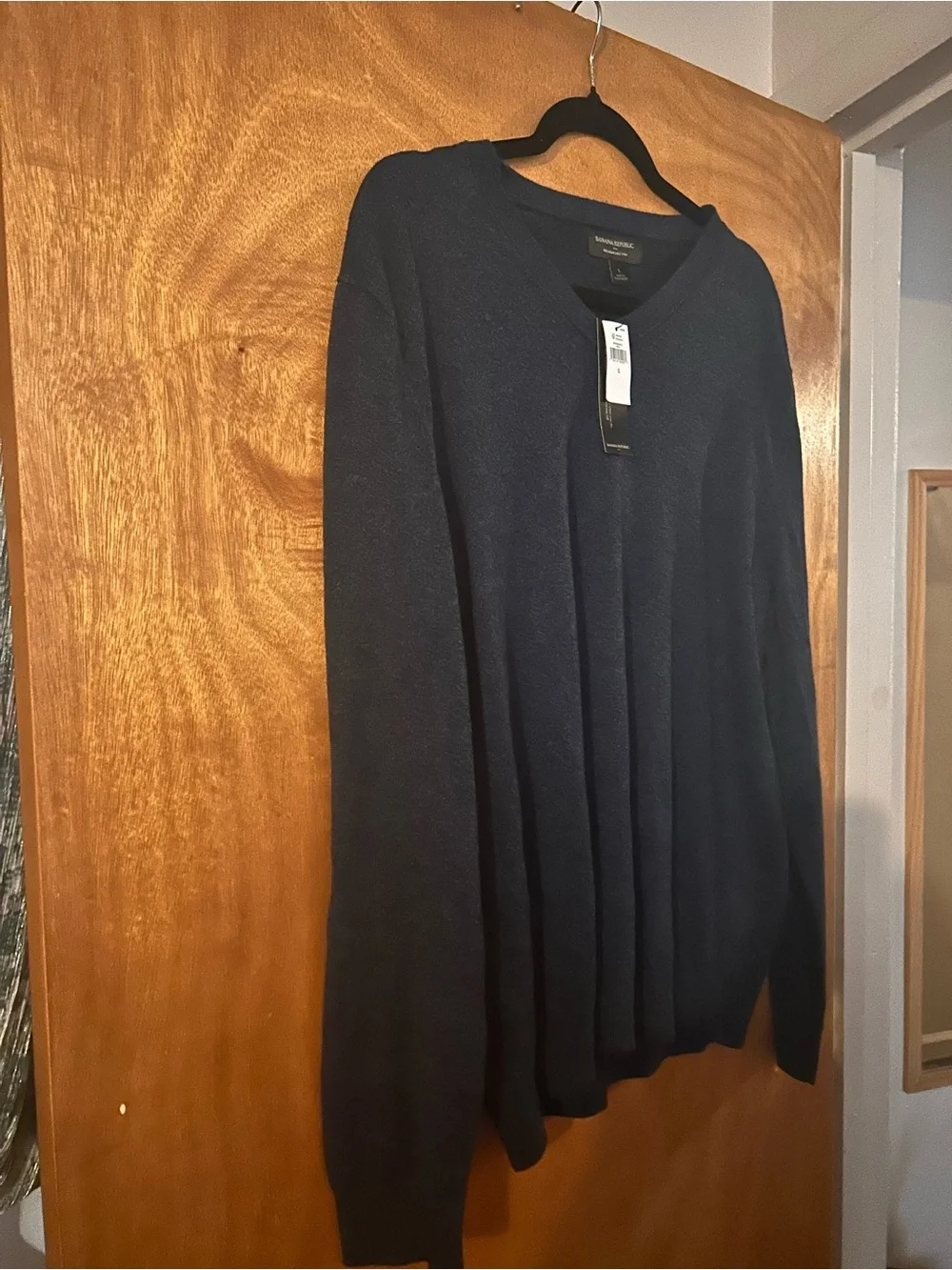 Cashmere Blend Banana Republic Men's V-Neck Sweater - Navy